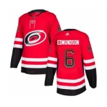 Men's Hurricanes #6 Joel Edmundson Red Home Authentic Drift Fashion Stitched Hockey Jersey