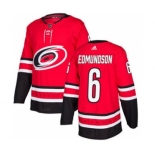 Men's Hurricanes #6 Joel Edmundson Red Home Authentic Stitched Hockey Jersey