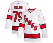 Men's Hurricanes #79 Michael Ferland White Road Authentic Stitched Hockey Jersey