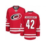 Men's Reebok Carolina Hurricanes #42 Joakim Nordstrom Authentic Red Home NHL Jersey