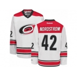 Men's Reebok Carolina Hurricanes #42 Joakim Nordstrom Authentic White Away NHL Jersey