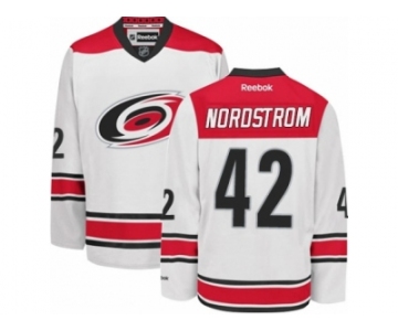 Men's Reebok Carolina Hurricanes #42 Joakim Nordstrom Authentic White Away NHL Jersey