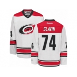 Men's Reebok Carolina Hurricanes #74 Jaccob Slavin Authentic White Away NHL Jersey