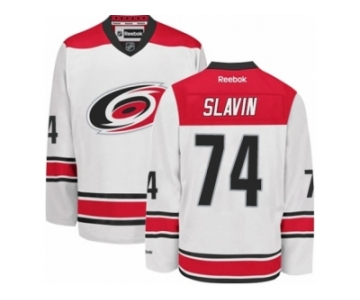 Men's Reebok Carolina Hurricanes #74 Jaccob Slavin Authentic White Away NHL Jersey