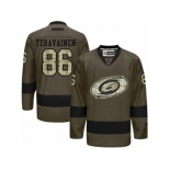 Men's Reebok Carolina Hurricanes #86 Teuvo Teravainen Authentic Green Salute to Service NHL Jersey