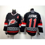 nhl jerseys carolina hurricanes #11 j.staal black[patch A]