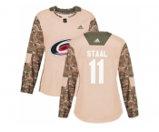 Women Adidas Carolina Hurricanes #11 Jordan Staal Camo Authentic 2017 Veterans Day Stitched NHL Jersey