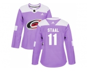 Women Adidas Carolina Hurricanes #11 Jordan Staal Purple Authentic Fights Cancer Stitched NHL Jersey