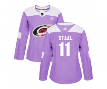 Women Adidas Carolina Hurricanes #11 Jordan Staal Purple Authentic Fights Cancer Stitched NHL Jersey