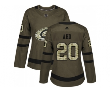 Women Adidas Carolina Hurricanes #20 Sebastian Aho Green Salute to Service Stitched NHL Jersey