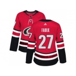 Women Adidas Carolina Hurricanes #27 Justin Faulk Red Home Authentic Stitched NHL Jersey