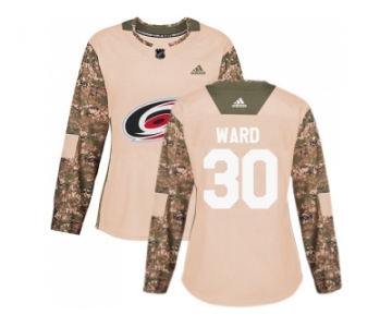 Women Adidas Carolina Hurricanes #30 Cam Ward Camo Authentic 2017 Veterans Day Stitched NHL Jersey