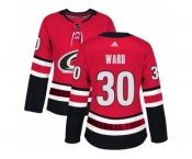 Women Adidas Carolina Hurricanes #30 Cam Ward Red Home Authentic Stitched NHL Jersey