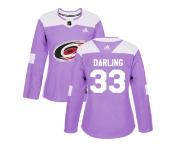 Women Adidas Carolina Hurricanes #33 Scott Darling Purple Authentic Fights Cancer Stitched NHL Jersey