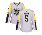 Women Adidas Carolina Hurricanes #5 Noah Hanifin Gray 2018 All-Star Metro Division Authentic Stitched NHL Jersey