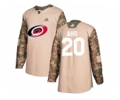 Youth Adidas Carolina Hurricanes #20 Sebastian Aho Camo Authentic 2017 Veterans Day Stitched NHL Jersey