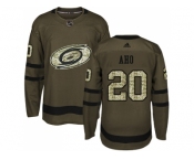 Youth Adidas Carolina Hurricanes #20 Sebastian Aho Green Salute to Service Stitched NHL Jersey