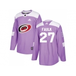 Youth Adidas Carolina Hurricanes #27 Justin Faulk Purple Authentic Fights Cancer Stitched NHL Jersey