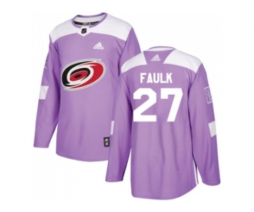 Youth Adidas Carolina Hurricanes #27 Justin Faulk Purple Authentic Fights Cancer Stitched NHL Jersey