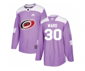 Youth Adidas Carolina Hurricanes #30 Cam Ward Purple Authentic Fights Cancer Stitched NHL Jersey