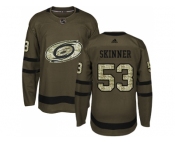 Youth Adidas Carolina Hurricanes #53 Jeff Skinner Green Salute to Service Stitched NHL Jersey