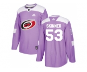 Youth Adidas Carolina Hurricanes #53 Jeff Skinner Purple Authentic Fights Cancer Stitched NHL Jersey