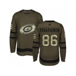 Youth Adidas Carolina Hurricanes #86 Teuvo Teravainen Green Salute to Service Stitched NHL Jersey