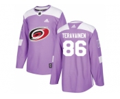 Youth Adidas Carolina Hurricanes #86 Teuvo Teravainen Purple Authentic Fights Cancer Stitched NHL Jersey