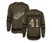 Adidas Detroit Red Wings #41 Luke Glendening Green Salute to Service Stitched NHL Jersey