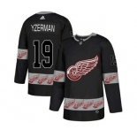 Detroit Red Wings #19 Steve Yzerman Black Team Logos Fashion Jersey