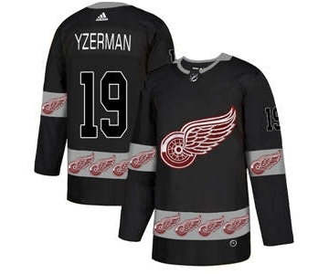 Detroit Red Wings #19 Steve Yzerman Black Team Logos Fashion Jersey