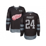 Detroit Red Wings #24 Bob Probert Black 1917-2017 100th Anniversary Stitched NHL Jersey