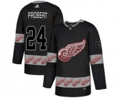 Detroit Red Wings #24 Bob Probert Black Team Logos Fashion Jersey