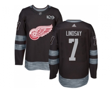 Detroit Red Wings #7 Ted Lindsay Black 1917-2017 100th Anniversary Stitched NHL Jersey