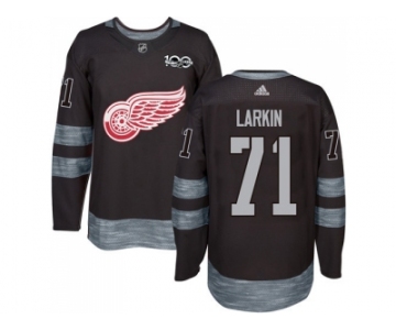 Detroit Red Wings #71 Dylan Larkin Black 1917-2017 100th Anniversary Stitched NHL Jersey