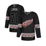 Detroit Red Wings #71 Dylan Larkin Black Team Logos Fashion Jersey