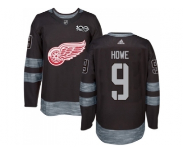 Detroit Red Wings #9 Gordie Howe Black 1917-2017 100th Anniversary Stitched NHL Jersey