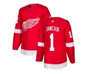 Men Adidas Detroit Red Wings #1 Terry Sawchuk Red Home Authentic Stitched NHL Jersey