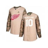 Men Adidas Detroit Red Wings #10 Alex Delvecchio Camo Authentic 2017 Veterans Day Stitched NHL Jersey