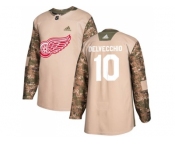 Men Adidas Detroit Red Wings #10 Alex Delvecchio Camo Authentic 2017 Veterans Day Stitched NHL Jersey