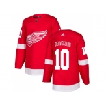 Men Adidas Detroit Red Wings #10 Alex Delvecchio Red Home Authentic Stitched NHL Jersey