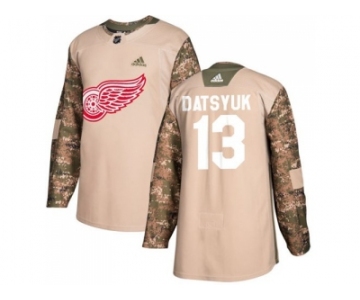 Men Adidas Detroit Red Wings #13 Pavel Datsyuk Camo Authentic 2017 Veterans Day Stitched NHL Jersey