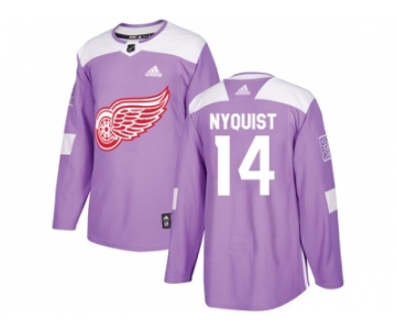 Men Adidas Detroit Red Wings #14 Gustav Nyquist Purple Authentic Fights Cancer Stitched NHL Jersey