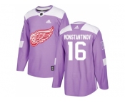 Men Adidas Detroit Red Wings #16 Vladimir Konstantinov Purple Authentic Fights Cancer Stitched NHL Jersey