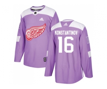 Men Adidas Detroit Red Wings #16 Vladimir Konstantinov Purple Authentic Fights Cancer Stitched NHL Jersey