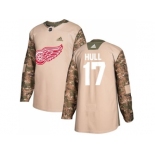 Men Adidas Detroit Red Wings #17 Brett Hull Camo Authentic 2017 Veterans Day Stitched NHL Jerse