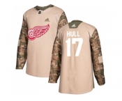 Men Adidas Detroit Red Wings #17 Brett Hull Camo Authentic 2017 Veterans Day Stitched NHL Jerse