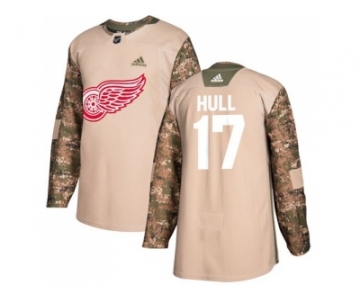 Men Adidas Detroit Red Wings #17 Brett Hull Camo Authentic 2017 Veterans Day Stitched NHL Jerse