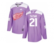 Men Adidas Detroit Red Wings #21 Tomas Tatar Purple Authentic Fights Cancer Stitched NHL Jersey