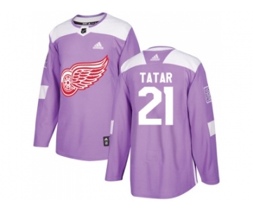 Men Adidas Detroit Red Wings #21 Tomas Tatar Purple Authentic Fights Cancer Stitched NHL Jersey